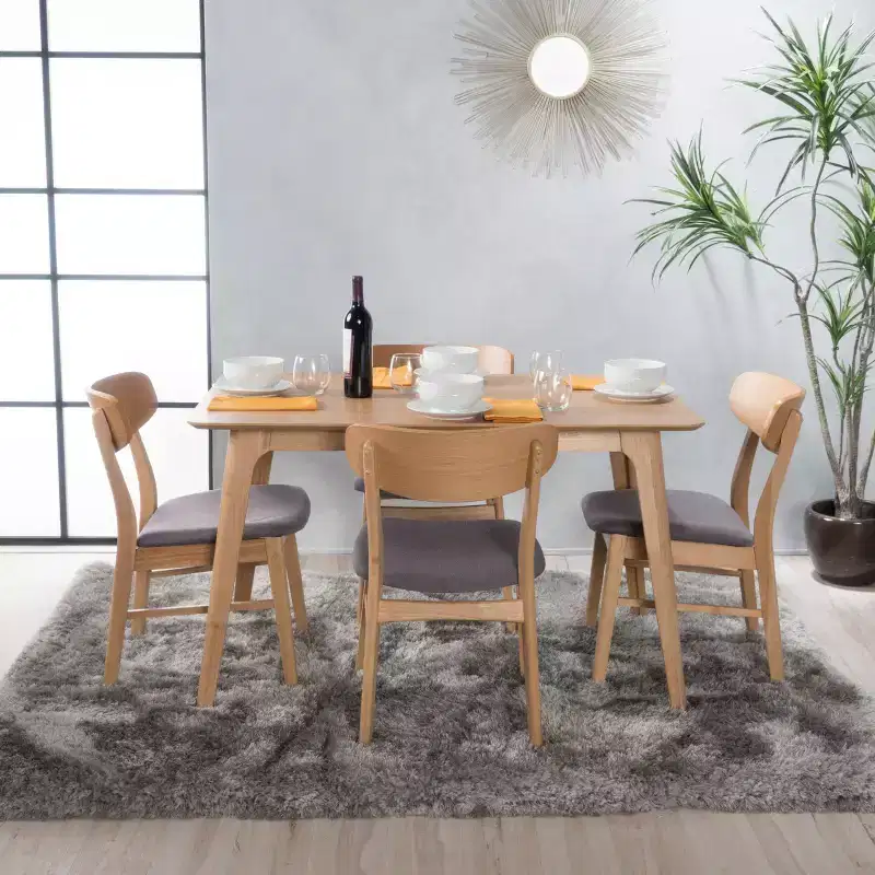 Christopher Knight Home Iriat Mid Century Modern Fabric Upholstered Wood 5 Piece Dining Set