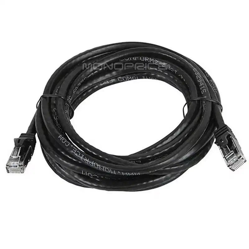 Monoprice Cat6 Ethernet Patch Cable - 14 Feet - Black | Network Internet Cord - RJ45, Stranded, 550Mhz, UTP, Pure Bare Copper Wire, 24AWG - Flexboot