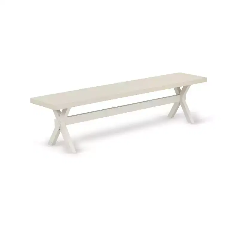 HomeStock X-Style Modern Dining Bench with Wood Seat, 72x15x18 Inch, White