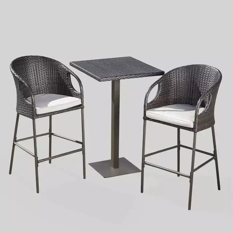 Dominica 3pc Square Wicker Outdoor Patio Bar Set: Weather-Resistant, Iron Frame - Christopher Knight Home