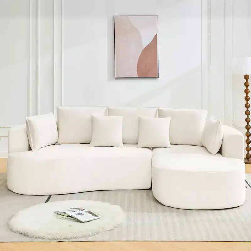 GustoWave 106 Modern Curved Sectional Cloud Sofa with Chaise Lounge, Modular Chenille Fabric Sleeper Couch, No Assembly Required