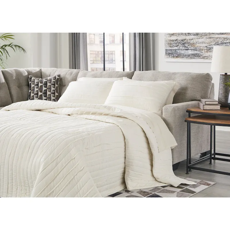 2-Piece Sleeper Sectional with Chaise, Left/Right Facing – Pebble / Chocolate