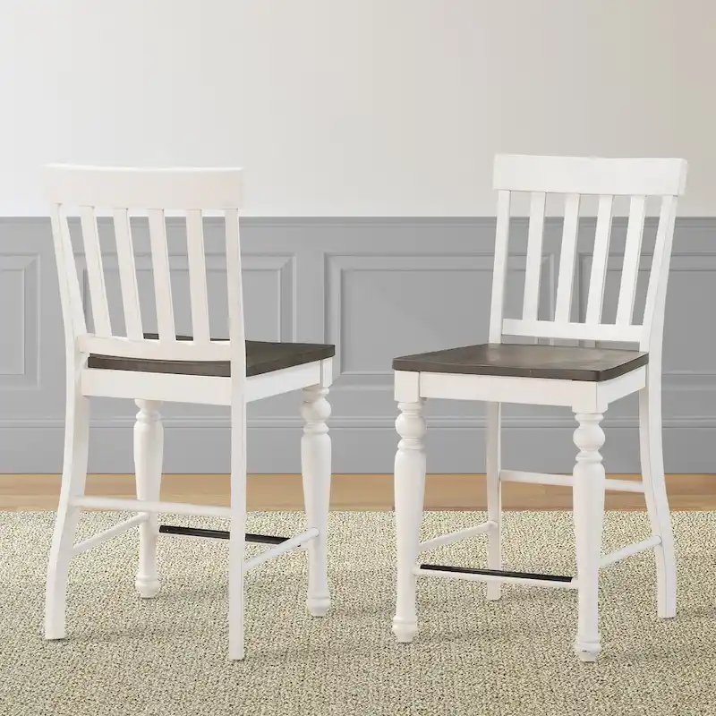 Steve Silver Jillian Farmhouse Two-Tone Counter Chairs, (Set of 2)