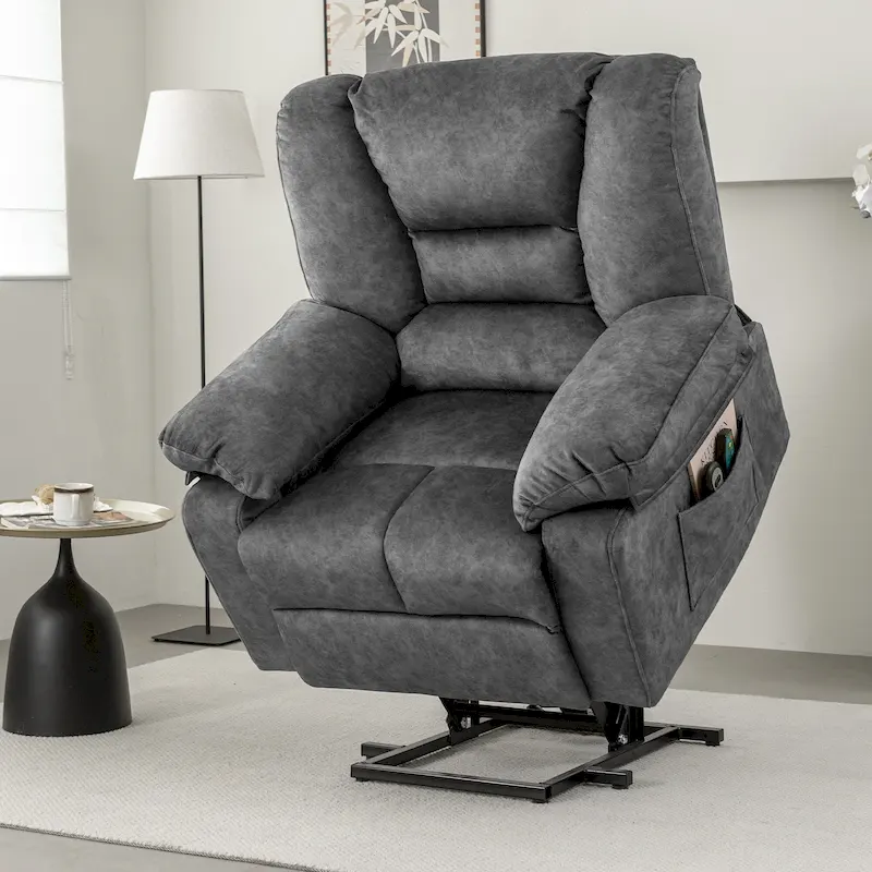 Power Lift Recliner Chair with Massage Heating and Timer Grey Brown