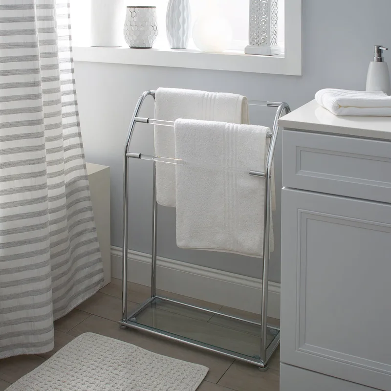 Freestanding Acrylic Towel Rack - 22.75x9.87x34.12
