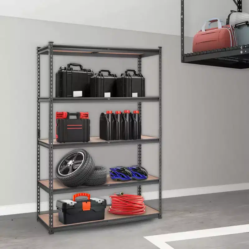 Storage Shelving Unit 48x18x72 Inch, 5-Tier Adjustable 2000 lbs Capacity, Heavy Duty Garage Shelves Metal Organizer Utility Rack, Black