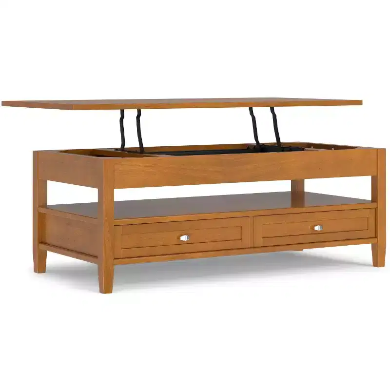 Norfolk SOLID WOOD 48 inch Wide Rectangle Transitional Lift Top Coffee Table