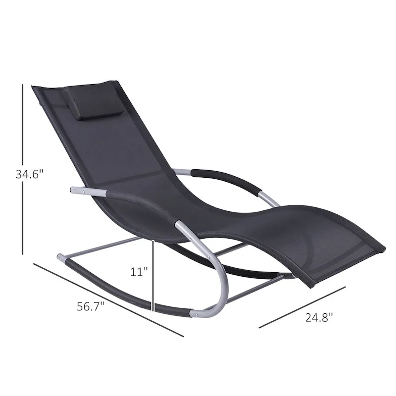 Outdoor Gravity Fabric Rocking Chair with Detachable Pillow