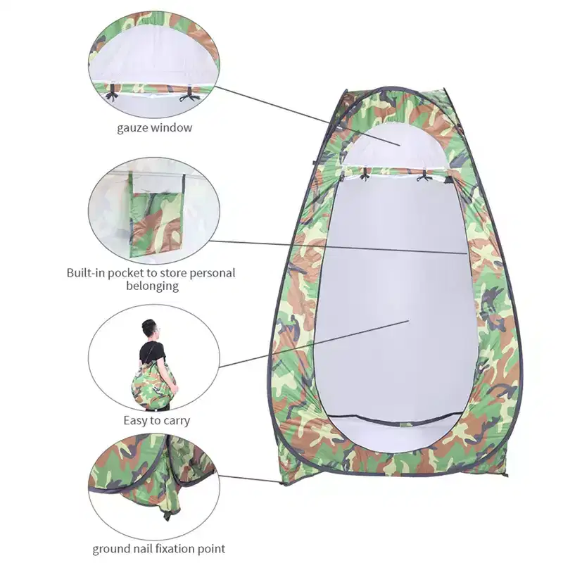 NAYSAYE Pop-Up Instant Portable Shower Tent Outdoor Privacy Toilet & Changing Room for Camping and Outdoor Activities, Camouflage, 47.24*47.24*74.8