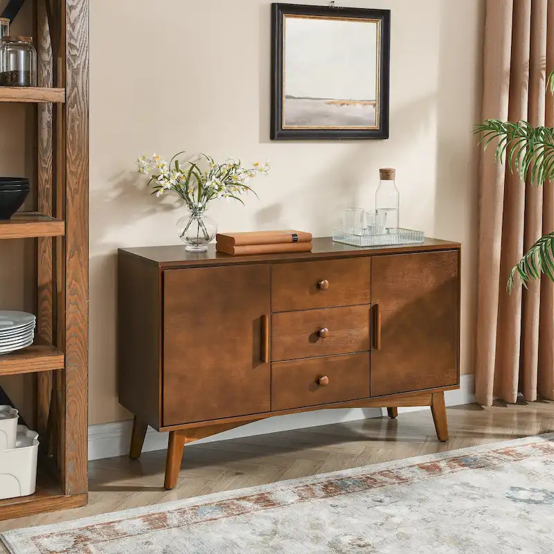47.3  Mid Century Modern Sideboard Buffet Cabinet with Storage,Storage Cabinet with 2 Doors and 3 Drawers,Accent Console Table