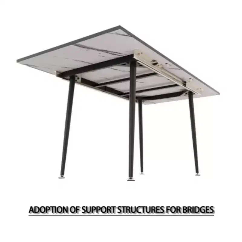 63 Expandable MDF Square Dining Table with White Marble Print, Modern Industrial, Black Metal Tapered Legs