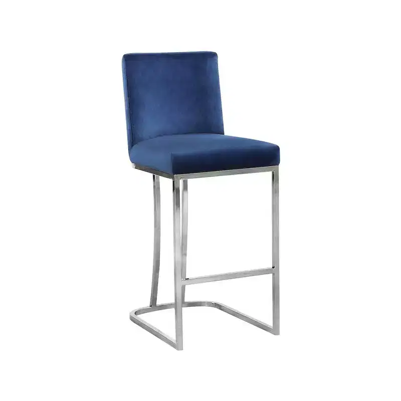 Navy Velvet Counter Stool