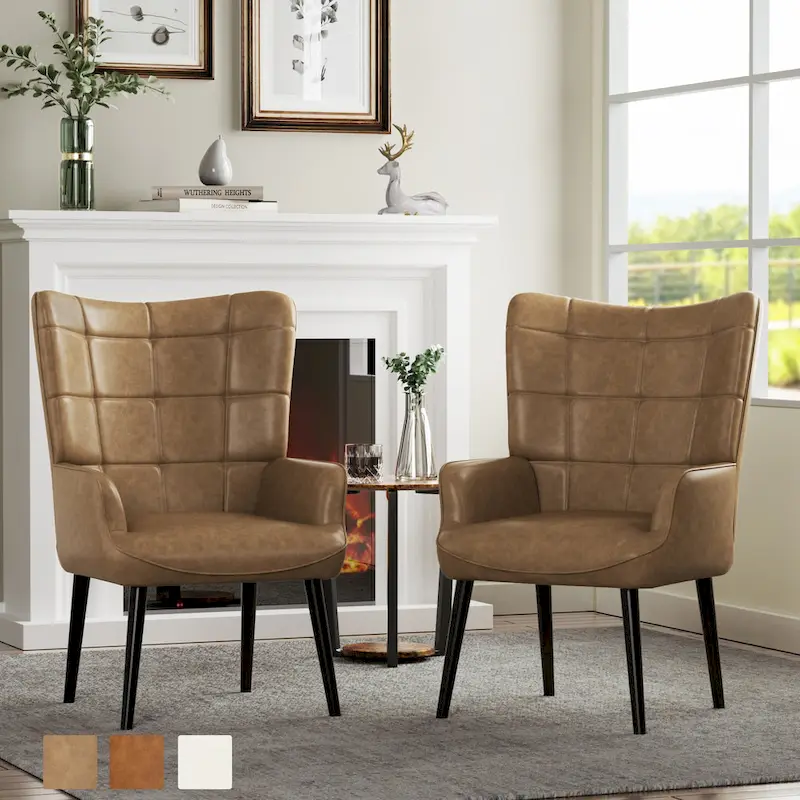 High-back Tufted Accent Chair Cream/Brown/Taupe