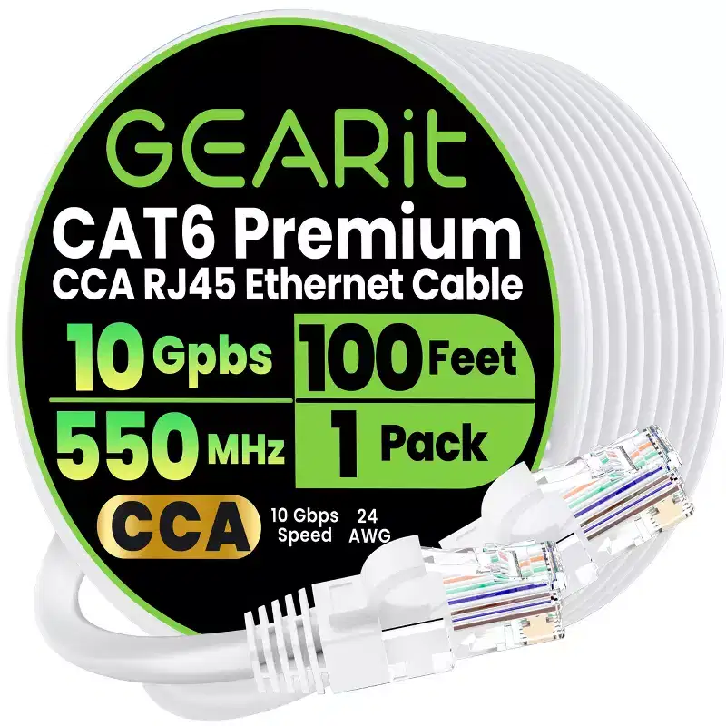 GEARit Cat6 Ethernet Patch Cable - CCA Network Cord - UTP, White