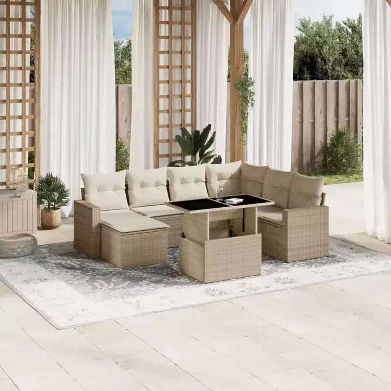 vidaXL 8 Piece Patio Sofa Set with Cushions Poly Rattan