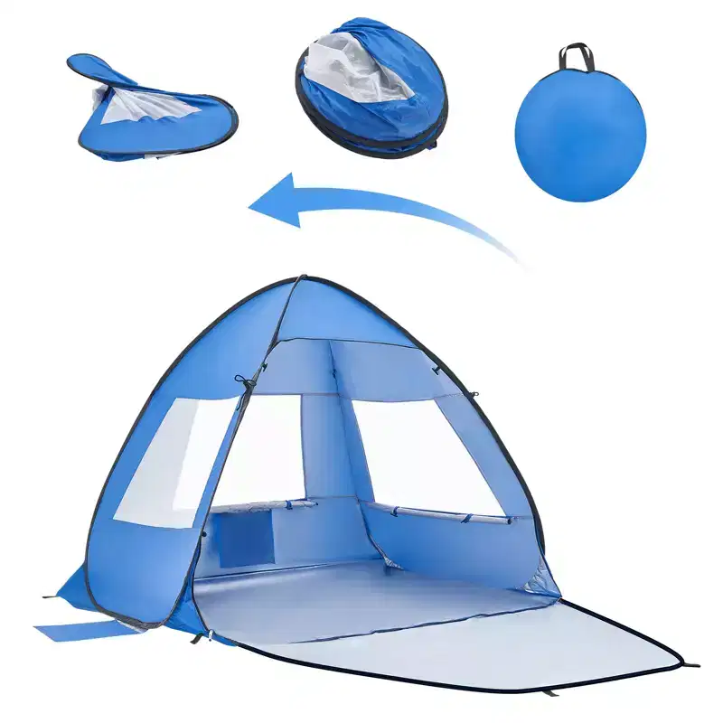 VEVOR Beach Tent Sun Shelter for 2 Person, UPF 50+ Protection, Portable Sun Shade Canopy with Carrying Bag & Sand Pockets, Lightweight ,Blue