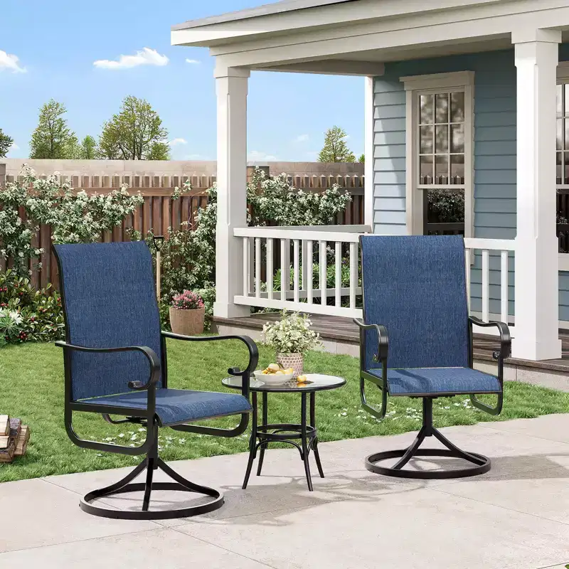 Set of 2 Patio 360 Swivel Chairs,Outdoor All-Weather Rocking Dining Chairs, High Back Rocker Seat for Backyard, Poolside, Lawn, Porch, Garden