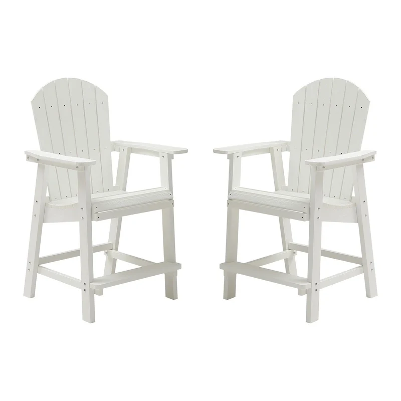 White Outdoor Patio Bar Chairs (Set of 2)