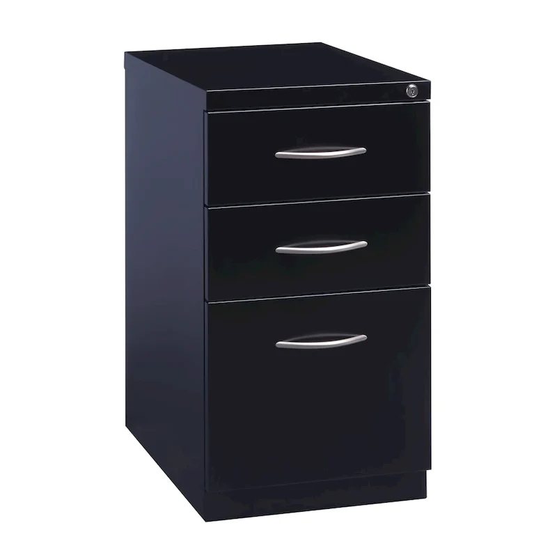 23D Arch Pull Handle Mobile Pedestal 3-Drawer File Cabinet, Black