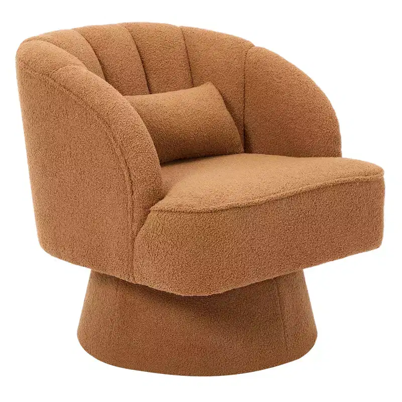 360 Swivel Velvet Armchair Plush Round Cuddler Chair with Wide Padded Seat, Soft Upholstered for Living Room, Bedroom or Office