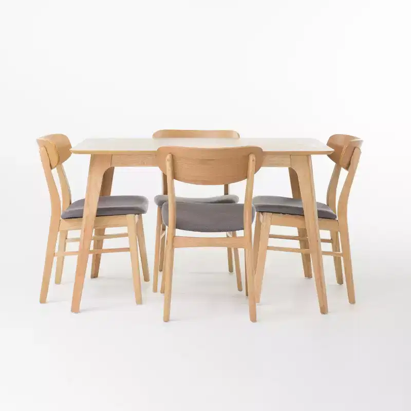 Christopher Knight Home Iriat Mid Century Modern Fabric Upholstered Wood 5 Piece Dining Set