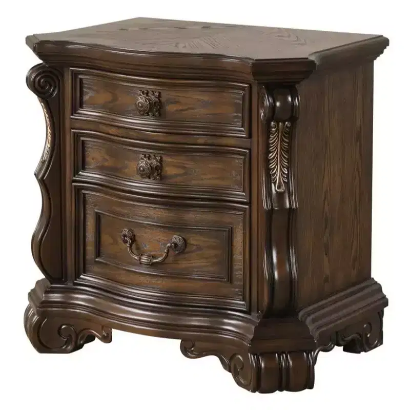 31 Traditional Nightstand with 2 Drawers & USB A/C Charging 鈥?Dark Brown Hardwood