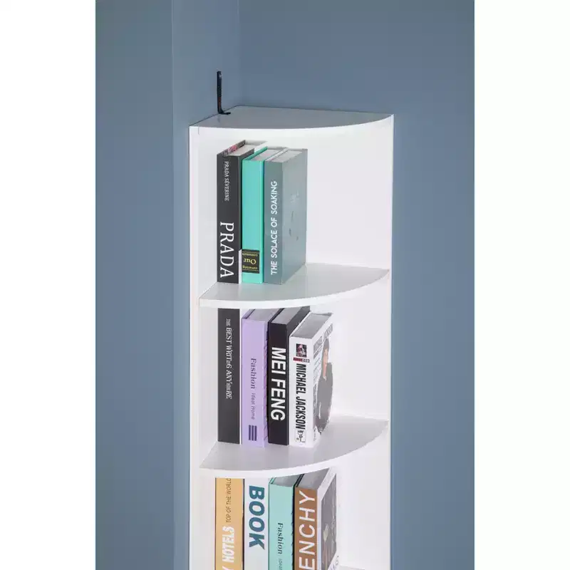 White 4-Tier Corner Bookshelf, Single-Person Assembly