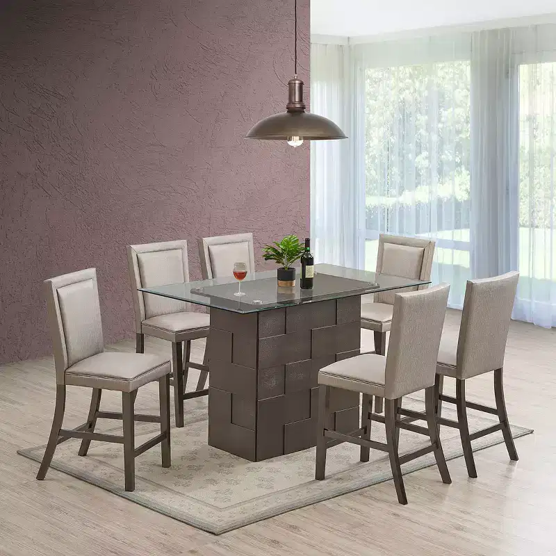 Kings Brand Furniture Capron Upholstered Counter Height Barstool, Set of 2, Gray