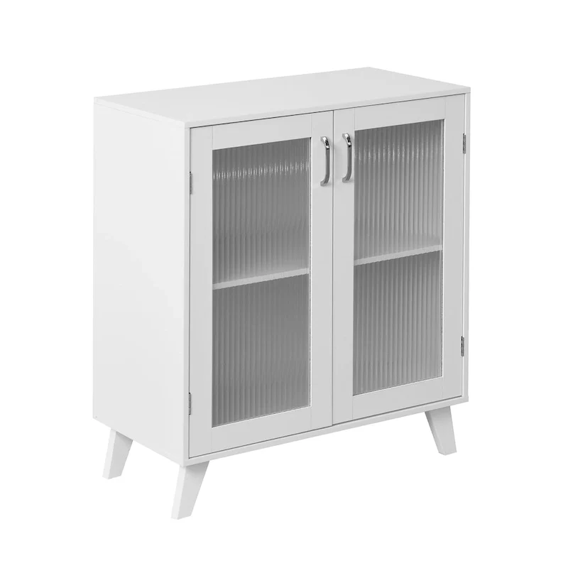 Modern Bathroom Cabinet Storage Organizer with Glass Doors and Adjustable Shelf