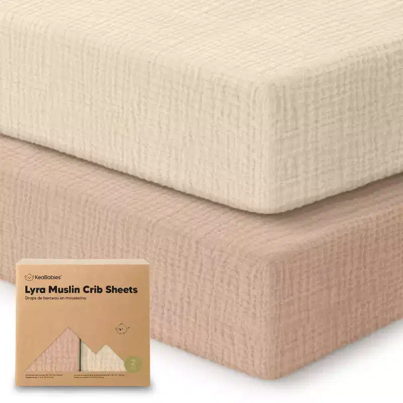 KeaBabies Lyra Muslin Crib Sheets for Boys, Girls, 2pk 52x28 Cotton Baby Crib Mattress Sheets Fitted, Soft, Breathable