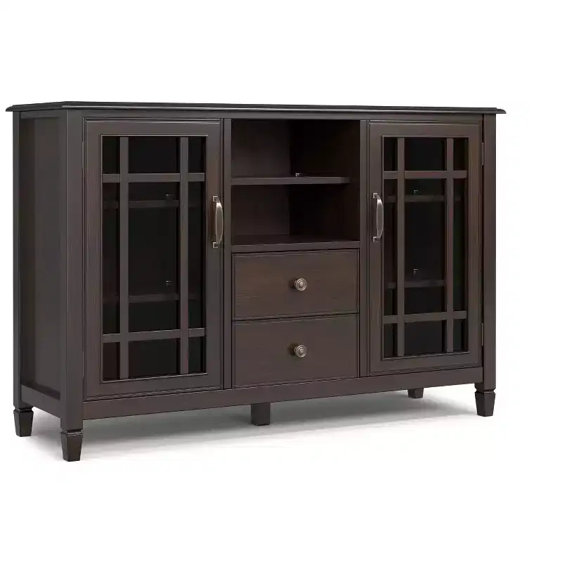 Hampshire 53 inch Wide Solid Wood Traditional Tall TV Stand in Dark Chestnut Brown For TVs up to 60 inches