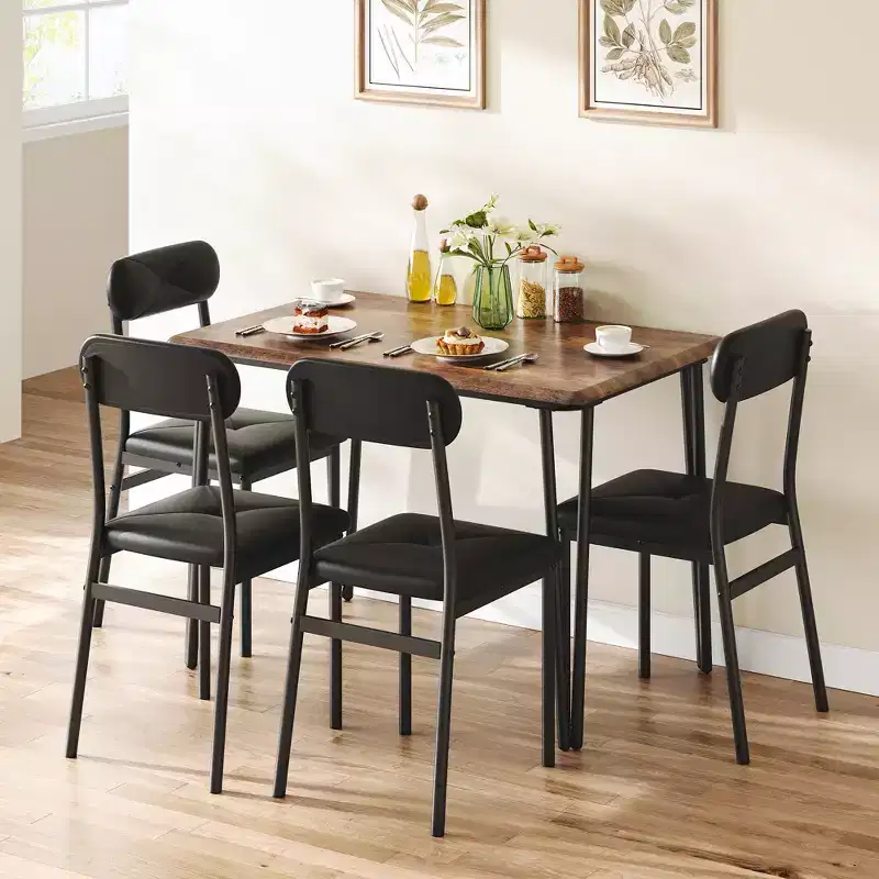 Dining Table Set for 4, Rectangular Kitchen Table and Dinette Accent Set, Modern Wooden Dining Room Furniture Set, for Kitchen Room, Home