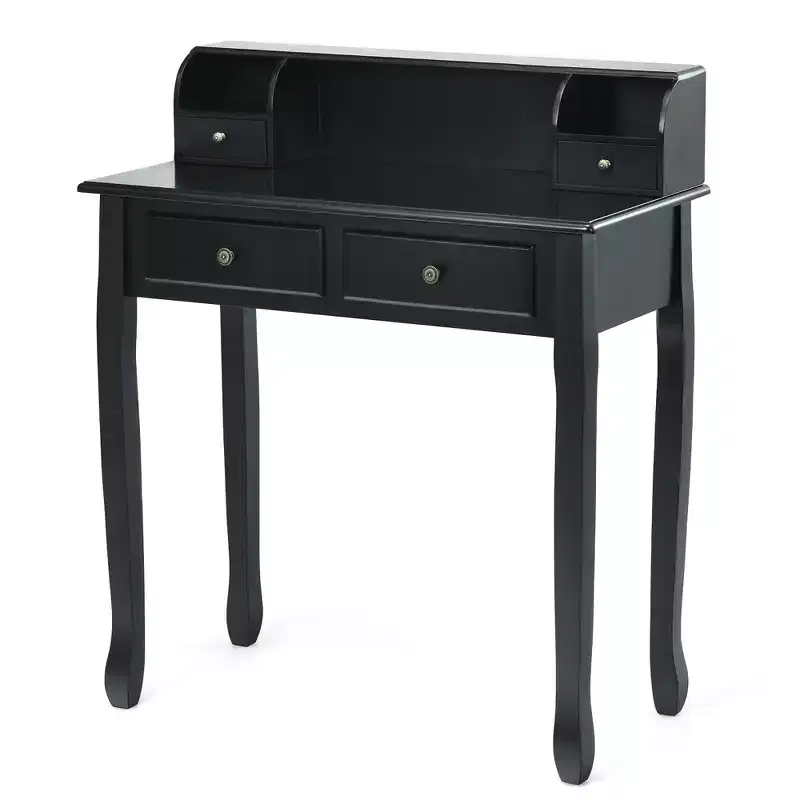 Costway Writing Desk Mission White Home Office Computer Desk 4 Drawer White\Black\Pink