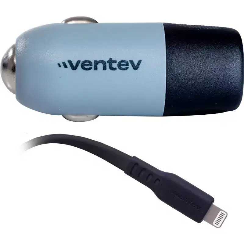 Ventev 20W Ultrafast Usb-C Universal Car Charger And Usb-C To Apple Lightning Cable Gray