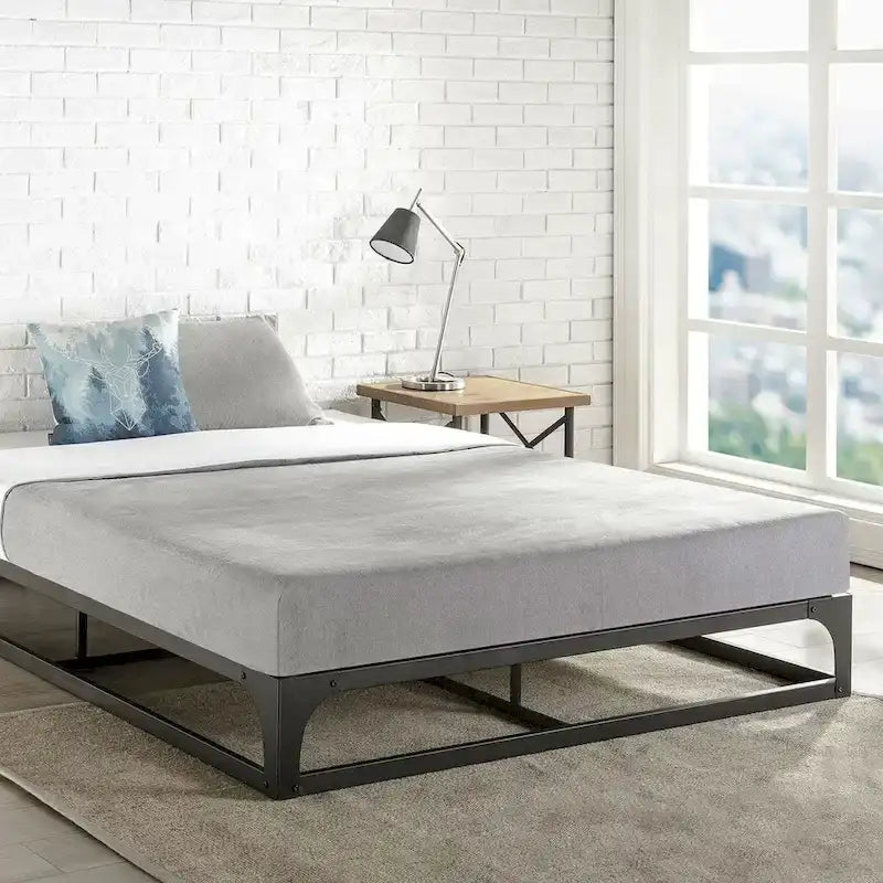 Black Full Size Low Profile Metal Platform Bed Frame for 1–2 Person, No Box Spring Needed