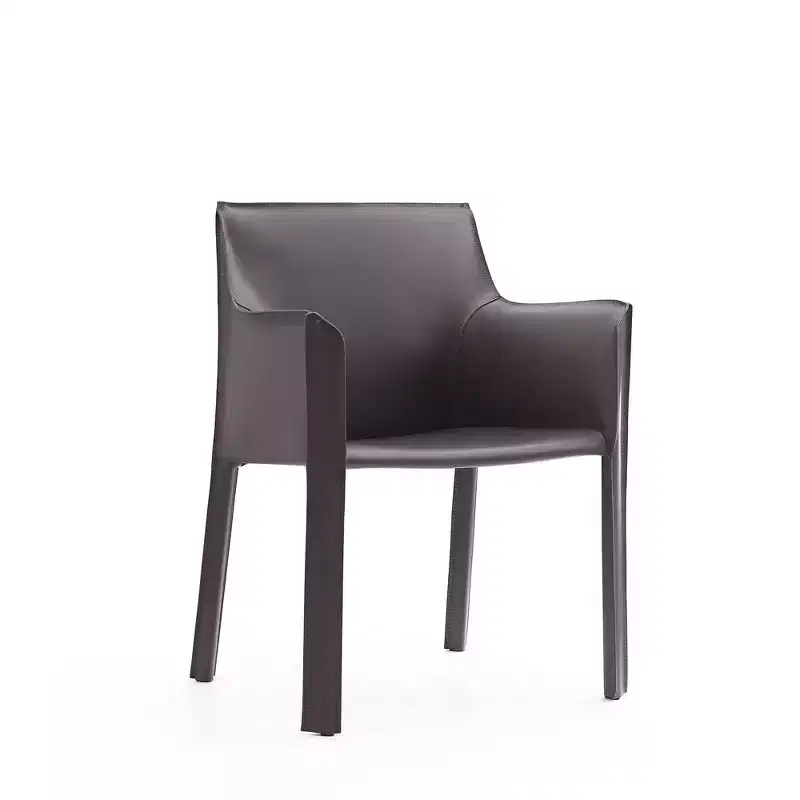 Manhattan Comfort Vogue Faux Leather Arm Chair Gray: Upholstered Metal Frame, No Assembly Required