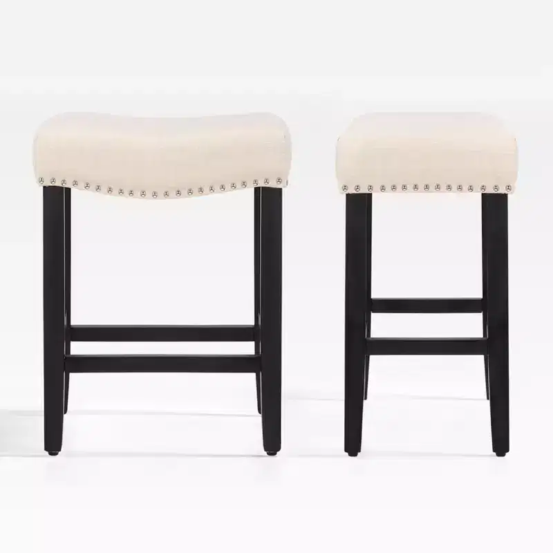 29" Upholstered Saddle Seat Counter Stool with Nailhead Trim