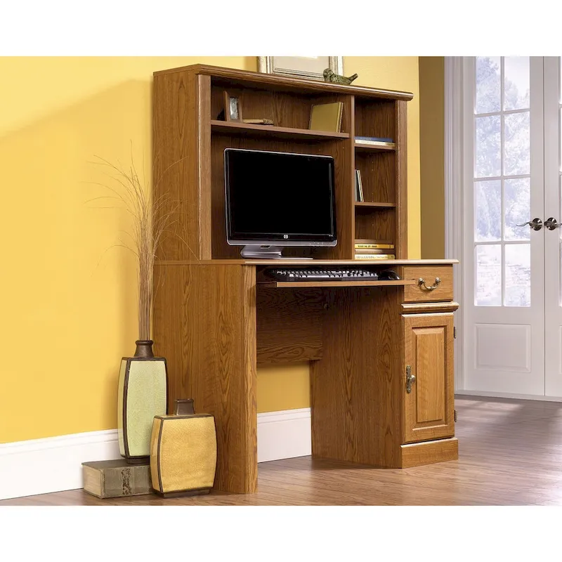 Classic Cherry Single-User Computer Desk with Hutch