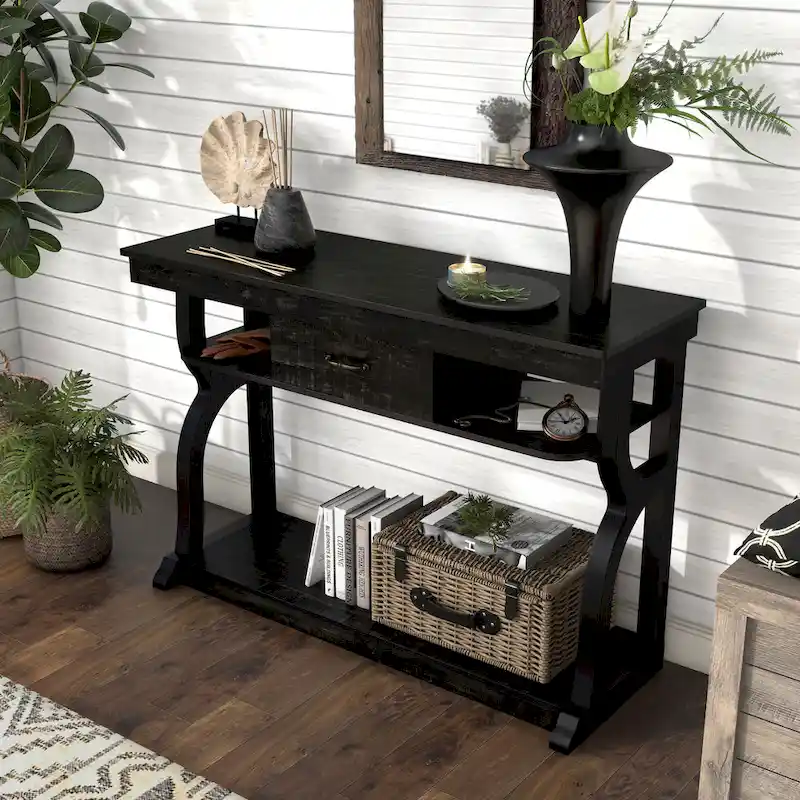 47-inch 3-Open Shelf Console Table