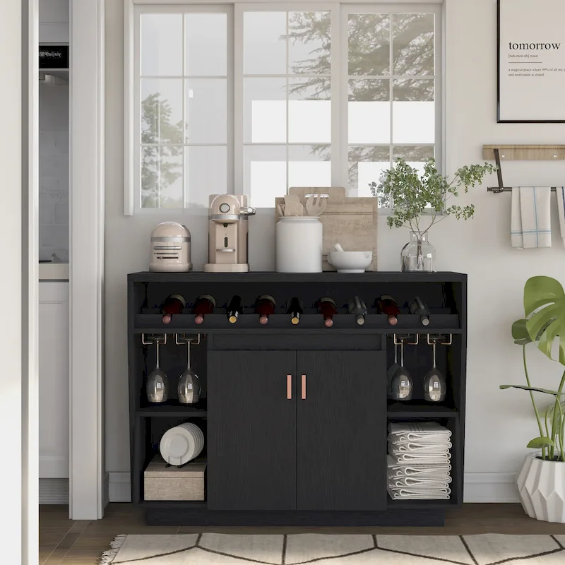 Furniture of America Ping Contemporary Black 47-inch 4-shelf Dining Buffet