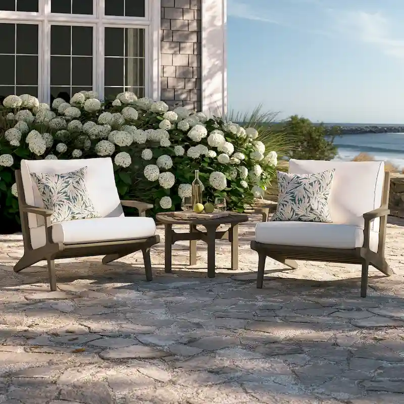 Saratoga 3-Piece Outdoor Patio Teak Wood Furniture Set with Lounge Chairs and Side Table