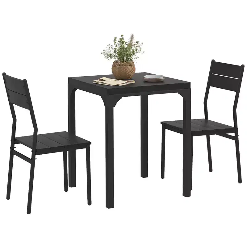 HOMCOM 3 Piece Kitchen Table Dining Set with 2 Matching Chairs & Versatile Design for Small Space