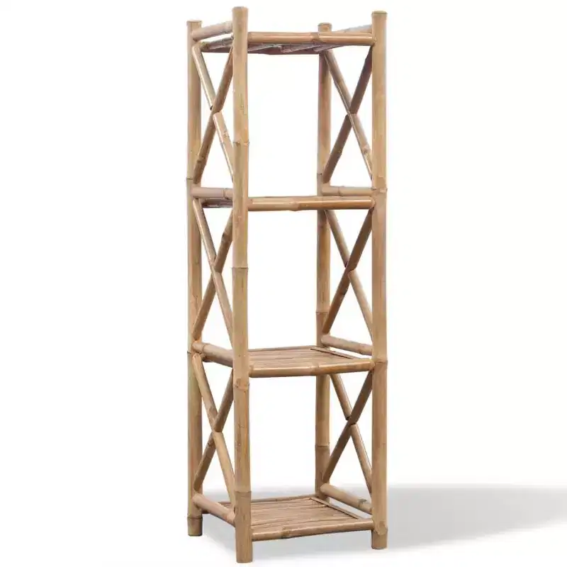 vidaXL Bookcase Bamboo Compact Shelf Square Tropical Bamboo Shelf