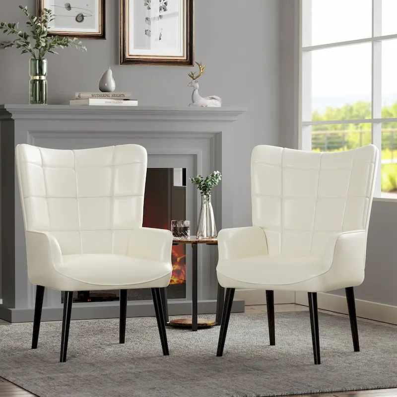 High-back Tufted Accent Chair Cream/Brown/Taupe