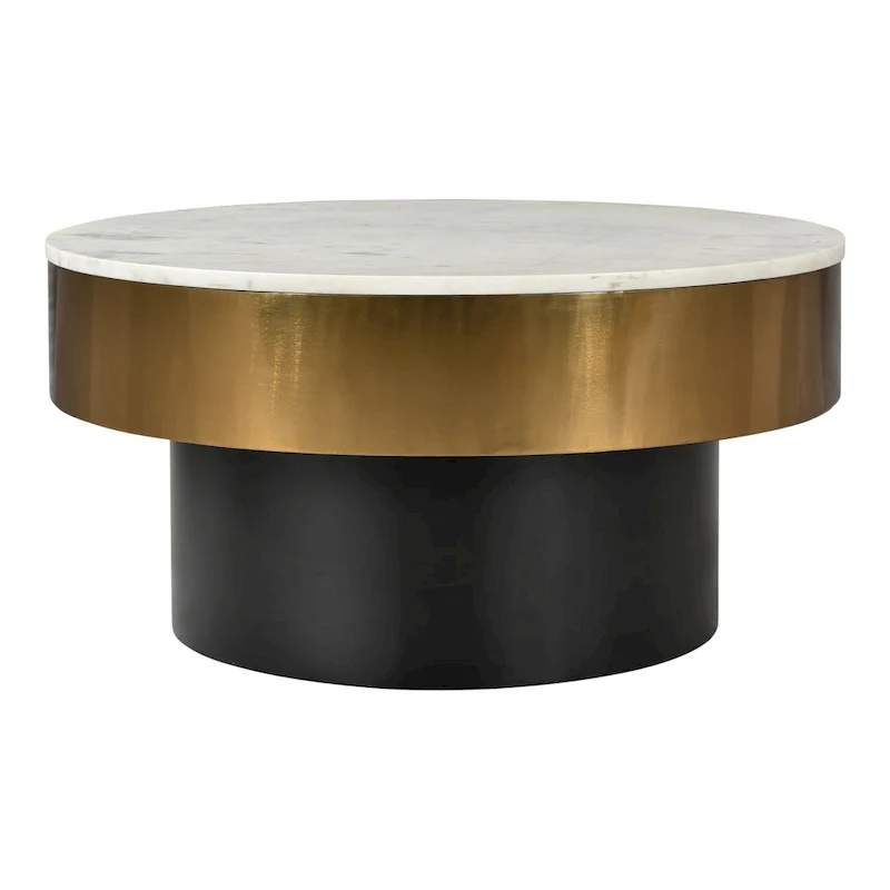 Glam Gold Rimmed Marble Coffee Table