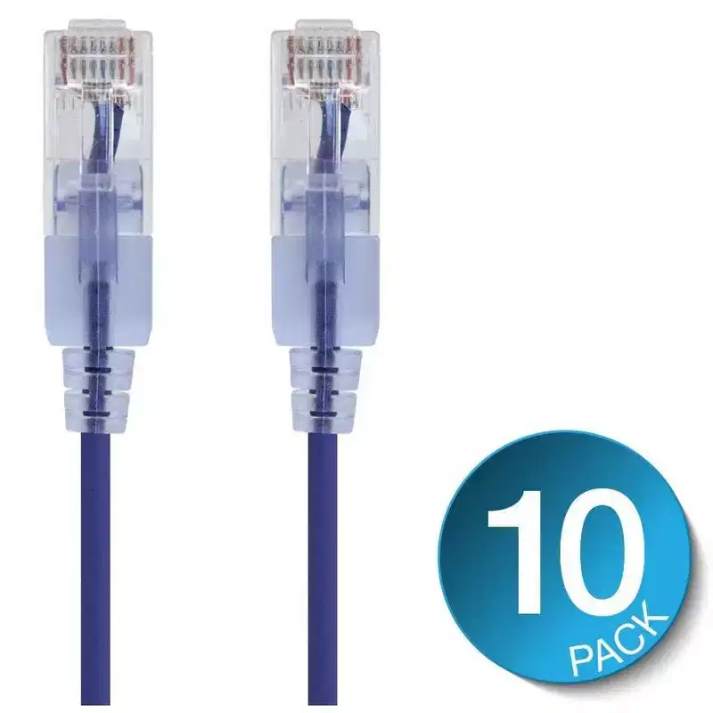 Monoprice Cat6A Ethernet Patch Cable - 3 Feet - Purple (10 Pack) Snagless RJ45 550Mhz UTP Pure Bare Copper Wire 10G 30AWG - SlimRun Series
