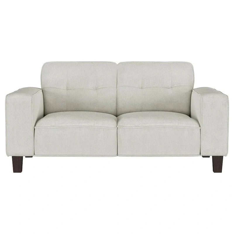 Light Gray Corduroy 2-Seat Loveseat