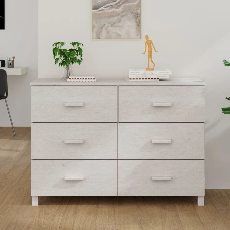 vidaXL Sideboard Buffet Console Cabinet with Storage HAMAR Solid Wood Pine - 44.5 x 15.7 x 31.5