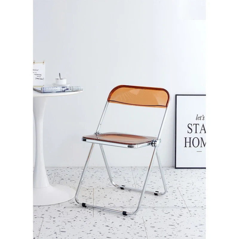 Yellow Clear Folding Chair, Steel Frame, Single Seat
