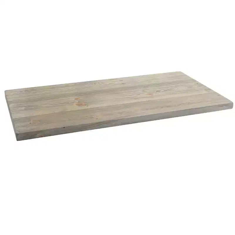 Riverstone Grey Solid Wood Coffee Tabletop, Reclaimed Pine, Wire-Brushed Distressed Finish, 36x18
